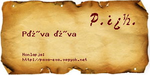 Páva Éva névjegykártya